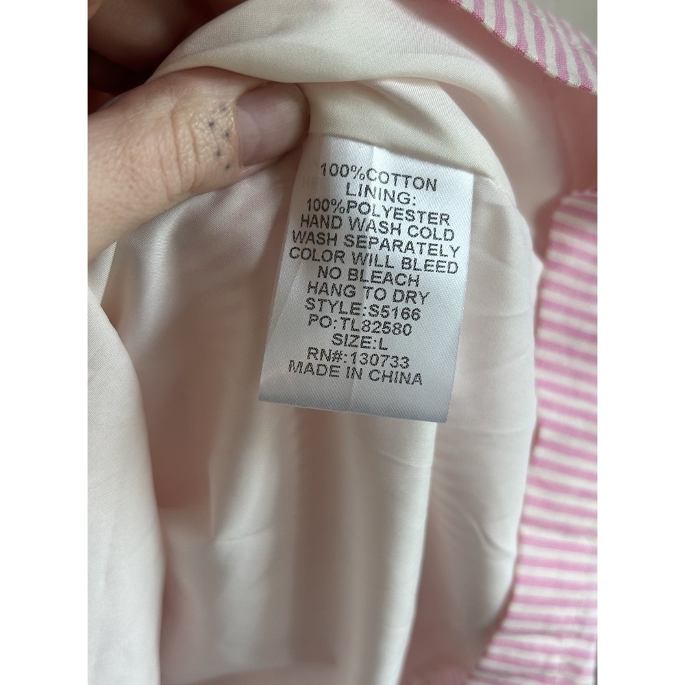 Umgee Striped Smocked Mini Dress NWT L Pink Peter Pan Collar Ruffle Coquette - Picture 11 of 11